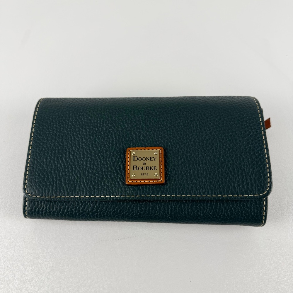 Dooney & Bourke Pebbled Leather Continental Wallet Deep Forest Green Crossbody